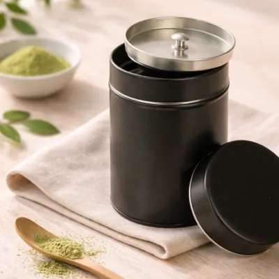 Plechová dóza na matchu