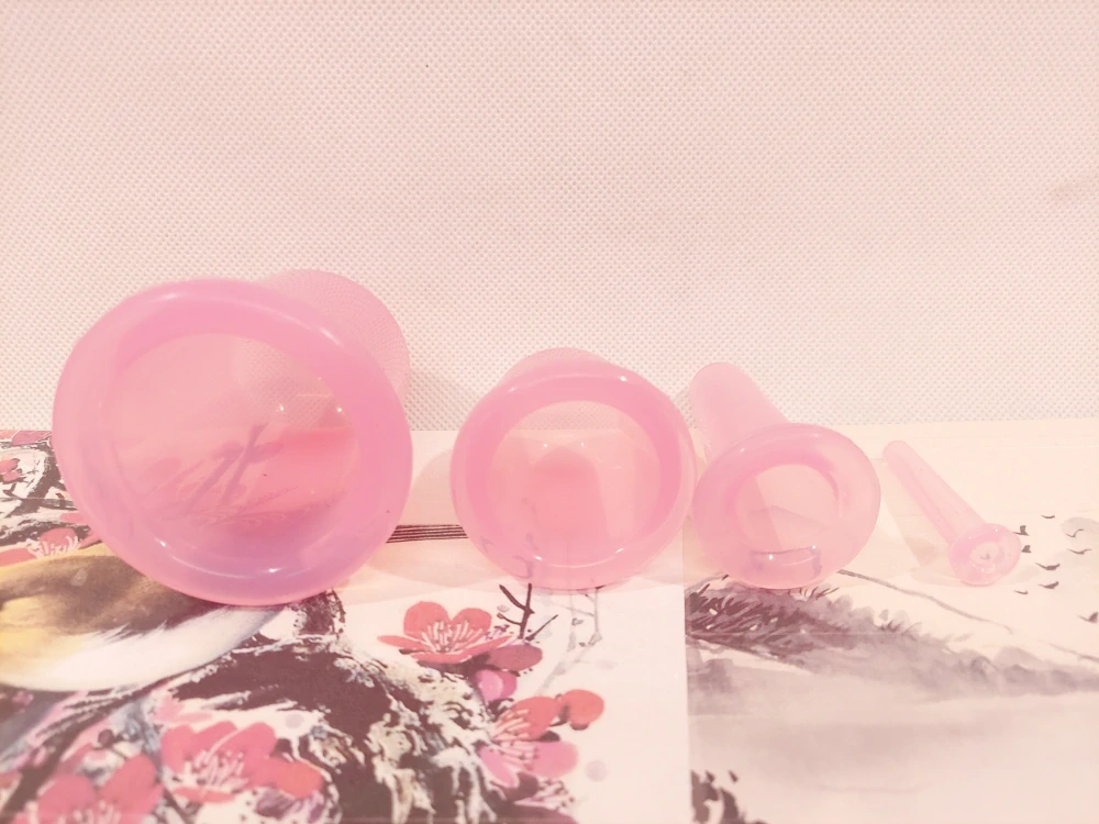 Masážní baňky 4ks - Silikonové / Růžové