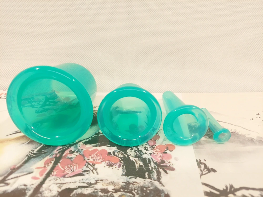 Masážní baňky 4ks - Silikonové / Zelené