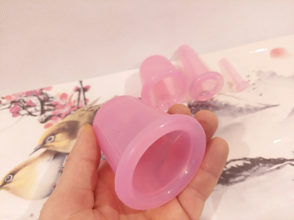 Masážní baňky 4ks - Silikonové / Růžové