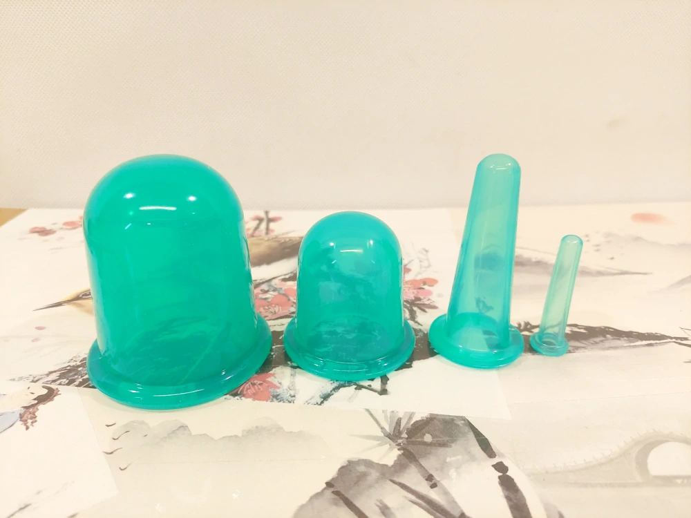 Masážní baňky 4ks - Silikonové / Zelené