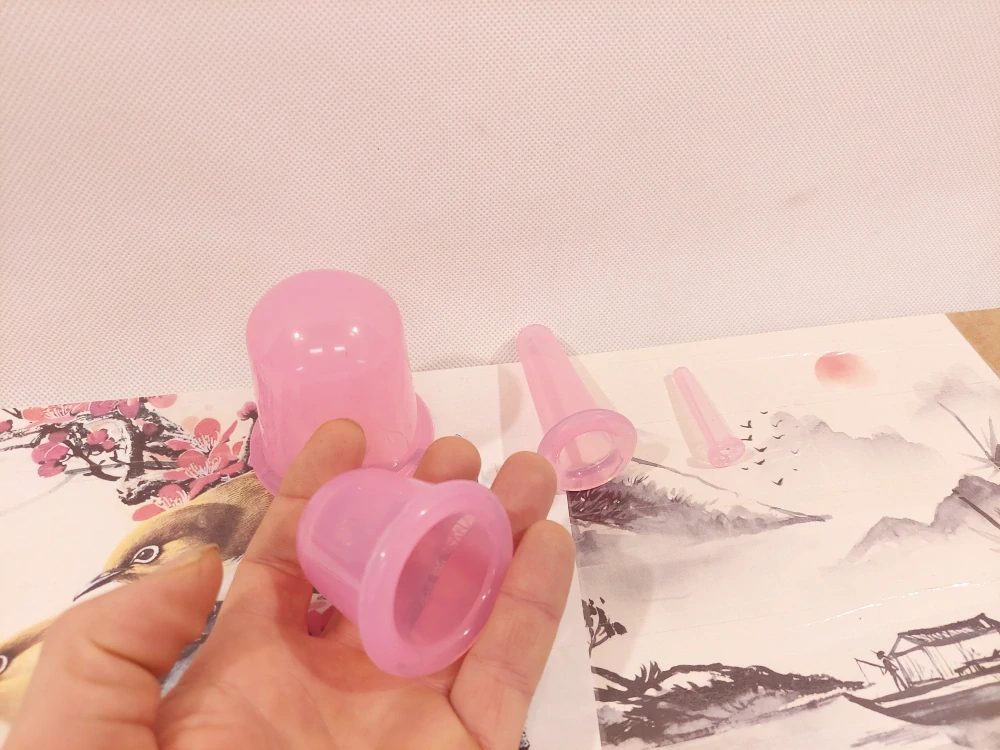 Masážní baňky 4ks - Silikonové / Růžové