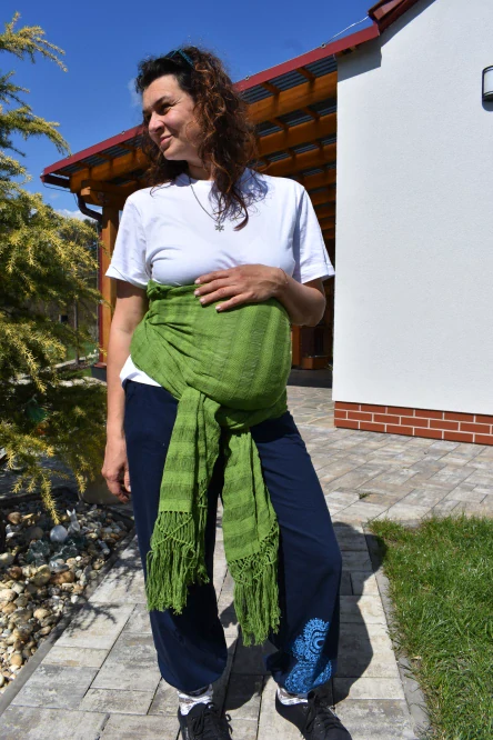 MEXICKÉ Rebozo - Zelená Jacinta 310 x 60cm