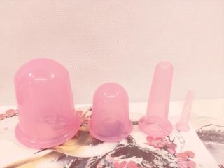 Masážní baňky 4ks - Silikonové / Růžové