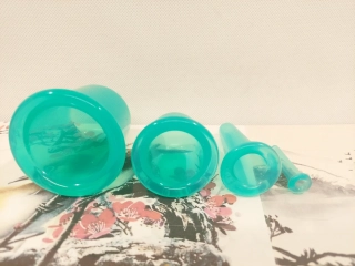 Masážní baňky 4ks - Silikonové / Zelené