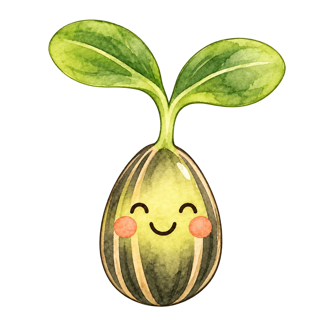Akvarelová ilustrace microgreens slunečnice – Bylinky od Hanky